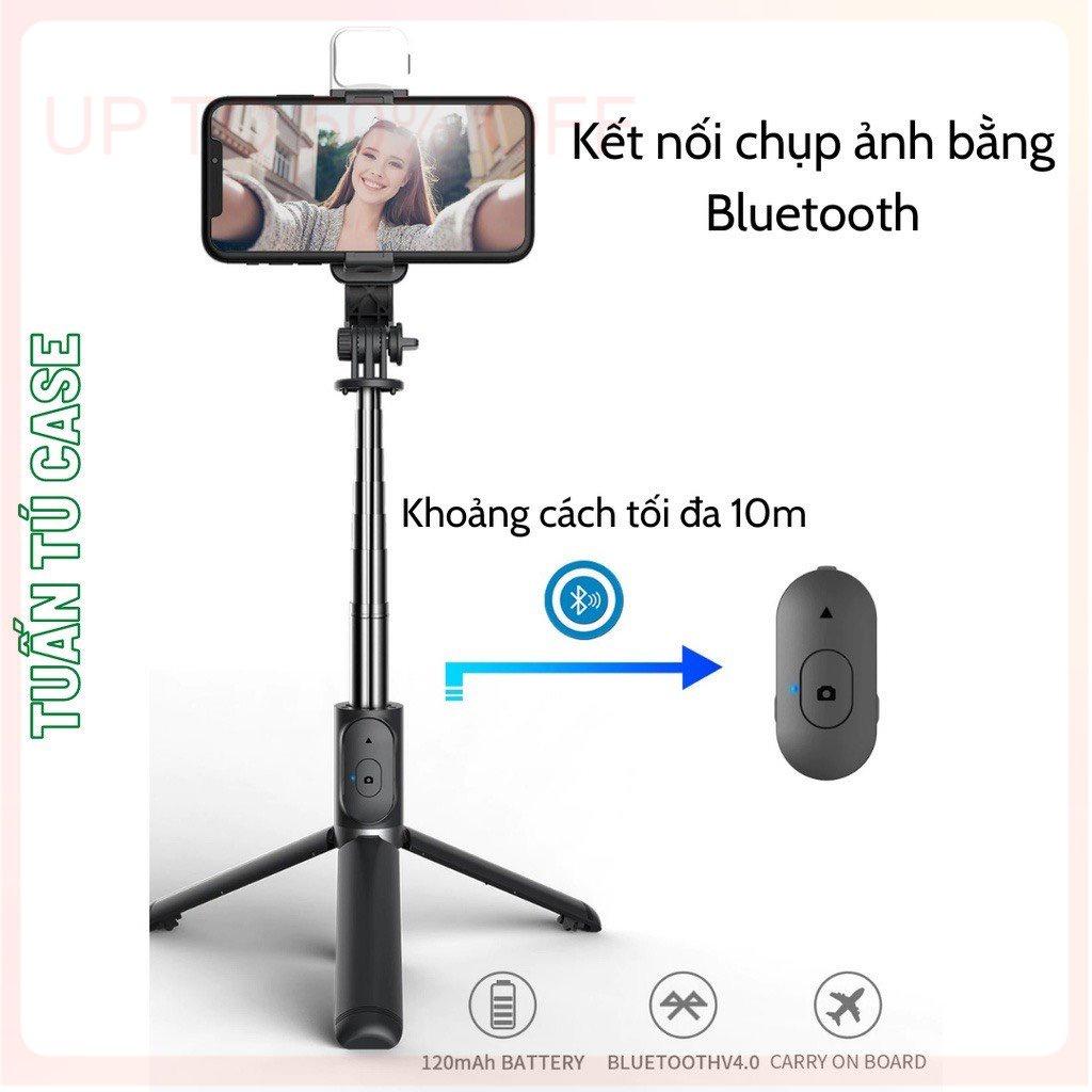 Gậy Chụp Ảnh Tự Sướng 3 Chân Đa Năng Q07, Q07s Có Đèn Kèm Remote Bluetooth Siêu Tiện ích Thép không gỉ + Nhựa ABS - Q07 đen có led