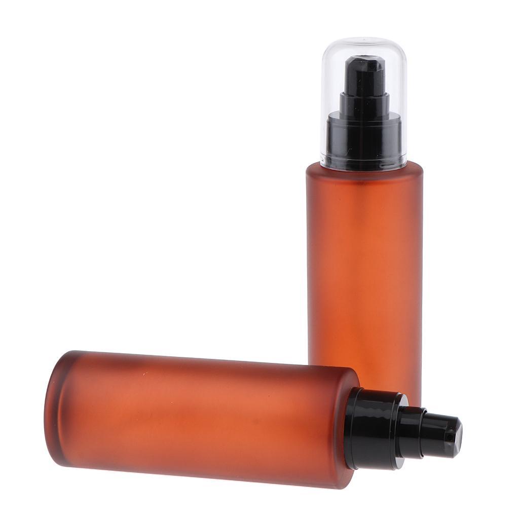 3 Pairs Empty Lotion Pump Spray Bottle Shading Cosmetic Amber Glass Bottles