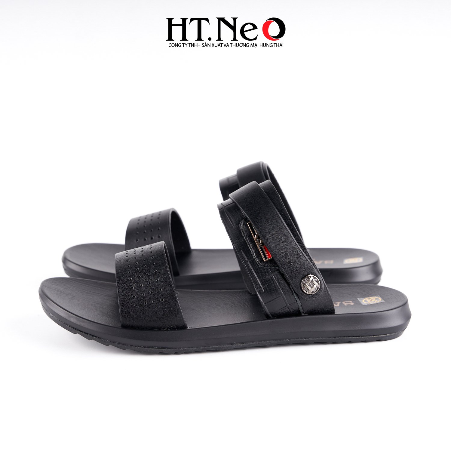 Dép Sandal Nam,dép quai ngang da bò thật cao cấp HT.NeO đế kếp hàng đế khâu SD163