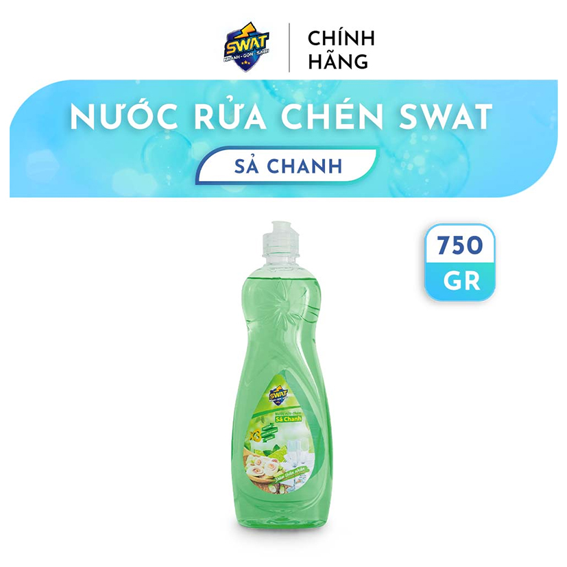 Nước Rửa Chén SWAT Hương Sả Chanh Siêu Sạch 750Gr Tiện Lợi