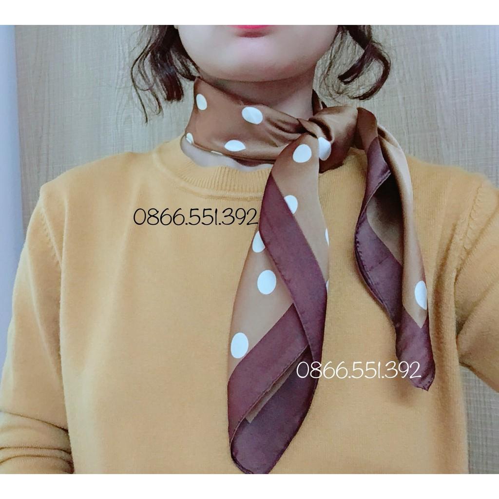 Khăn Lụa Vuông Cao Cấp Loại 1 Dùng Quàng Cổ, Cuốn Cổ kiểu dáng thời trang phong cách retro