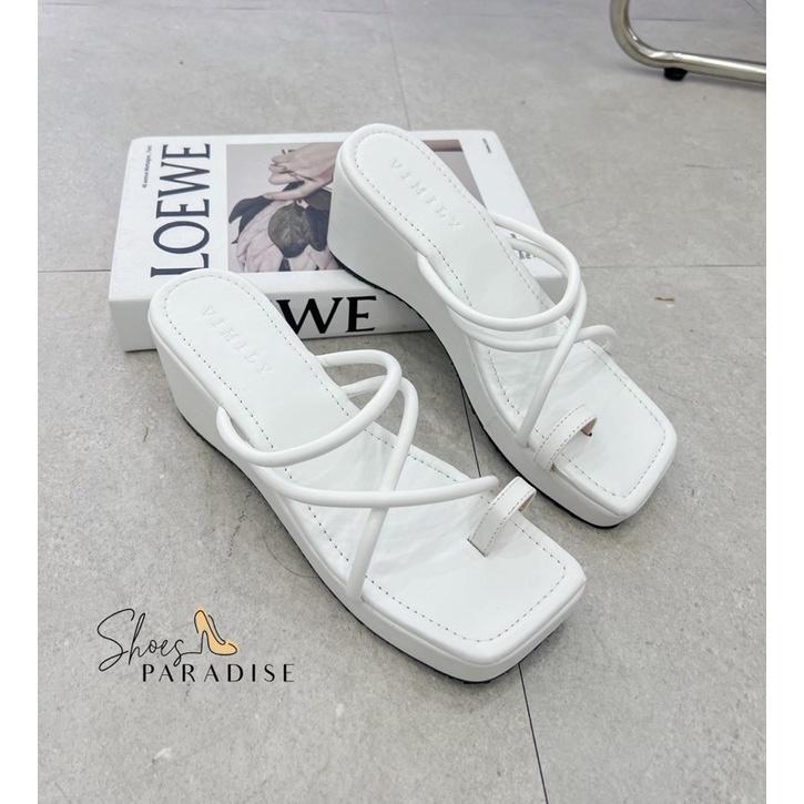 Dép bánh mì mũi vuông xỏ ngón đế xuồng 7p đẹp thời trang hàn quốc Shoes Paradise D015