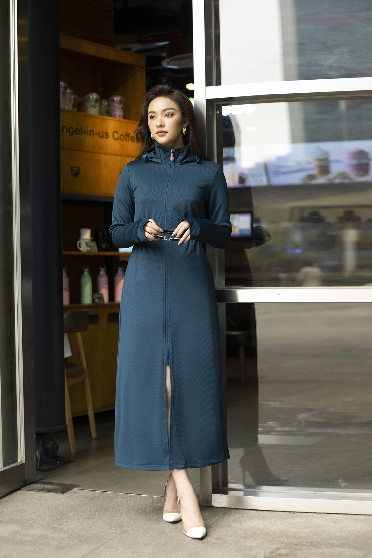 Áo Khoác Chống Nắng Nữ Toàn Thân 2 Lớp Dáng Dài LUPERI ACN02 Vải Kim Cương Thông Hơi, Chống Mọi Tia UV Gây Hại