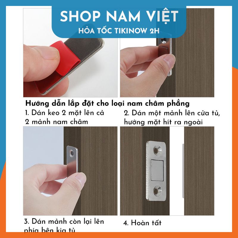 Bộ Nam Châm Dán Cửa Giúp Giữ Cửa Tủ Chắc Chắn, Không Cần Khoan Vít