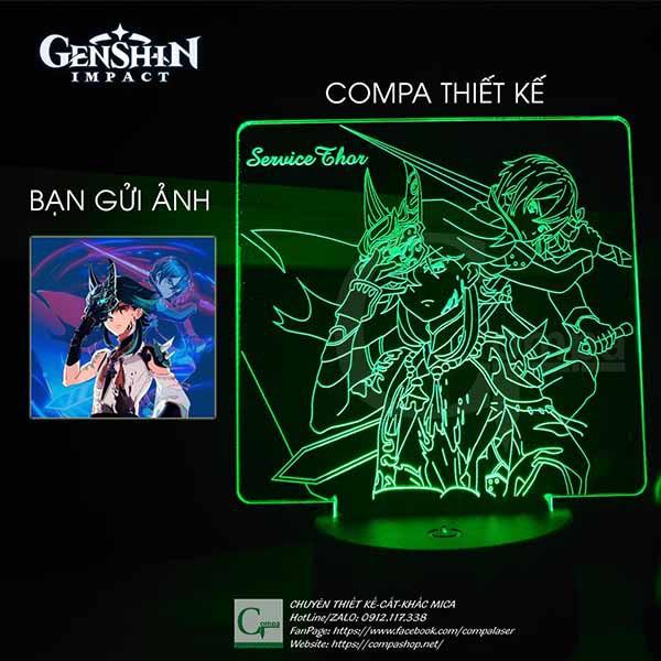 Đèn Ngủ Genshin Impact Xiao x Kirito