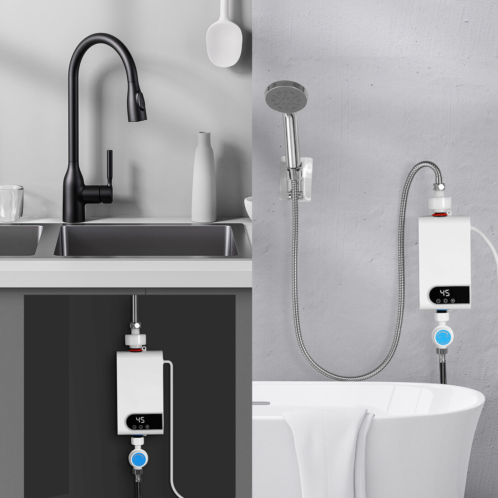 Bộ Nước Nóng Lạnh Trực Tiếp Cho Phòng Tắm Nhà Bếp Micro Hot Cold Shower Tiết Kiệm Điện Nước
