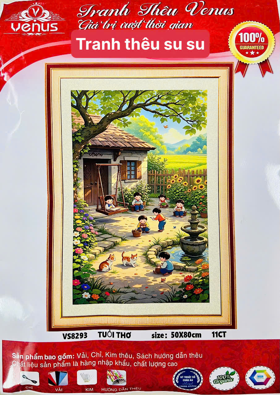 Tranh thêu kín thế giới tuổi thơ vs8293, kt 50 x 80 cm