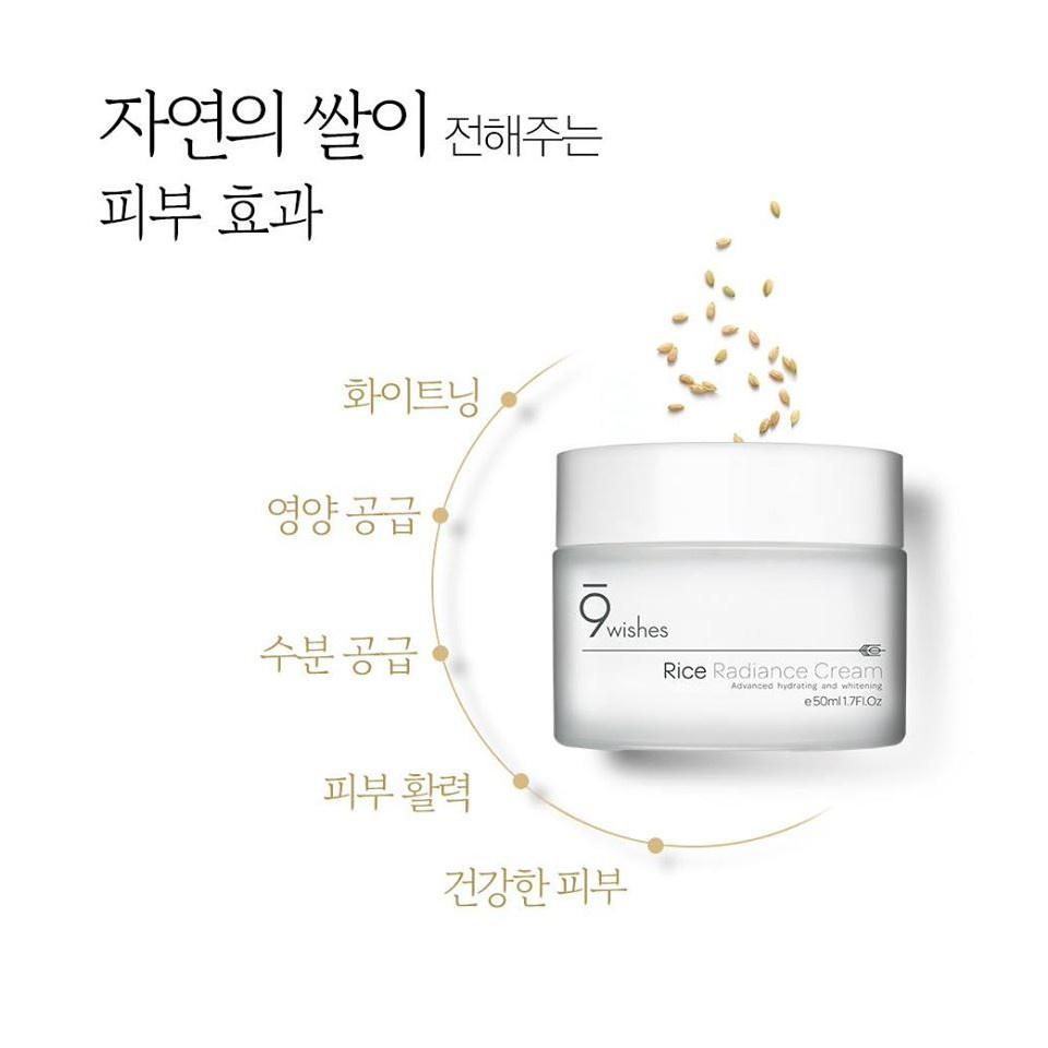 Kem dưỡng gạo sáng da 9 Wishes Rice Radiance Cream Hàn Quốc 50ml