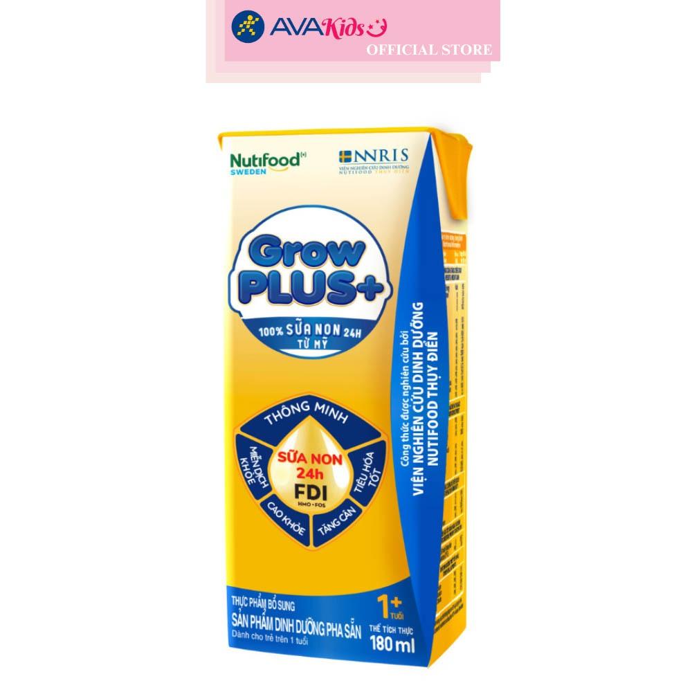 Lốc 4 hộp sữa non pha sẵn Nutifood GrowPLUS+ vàng hương vani 180 ml (từ 1 tuổi)