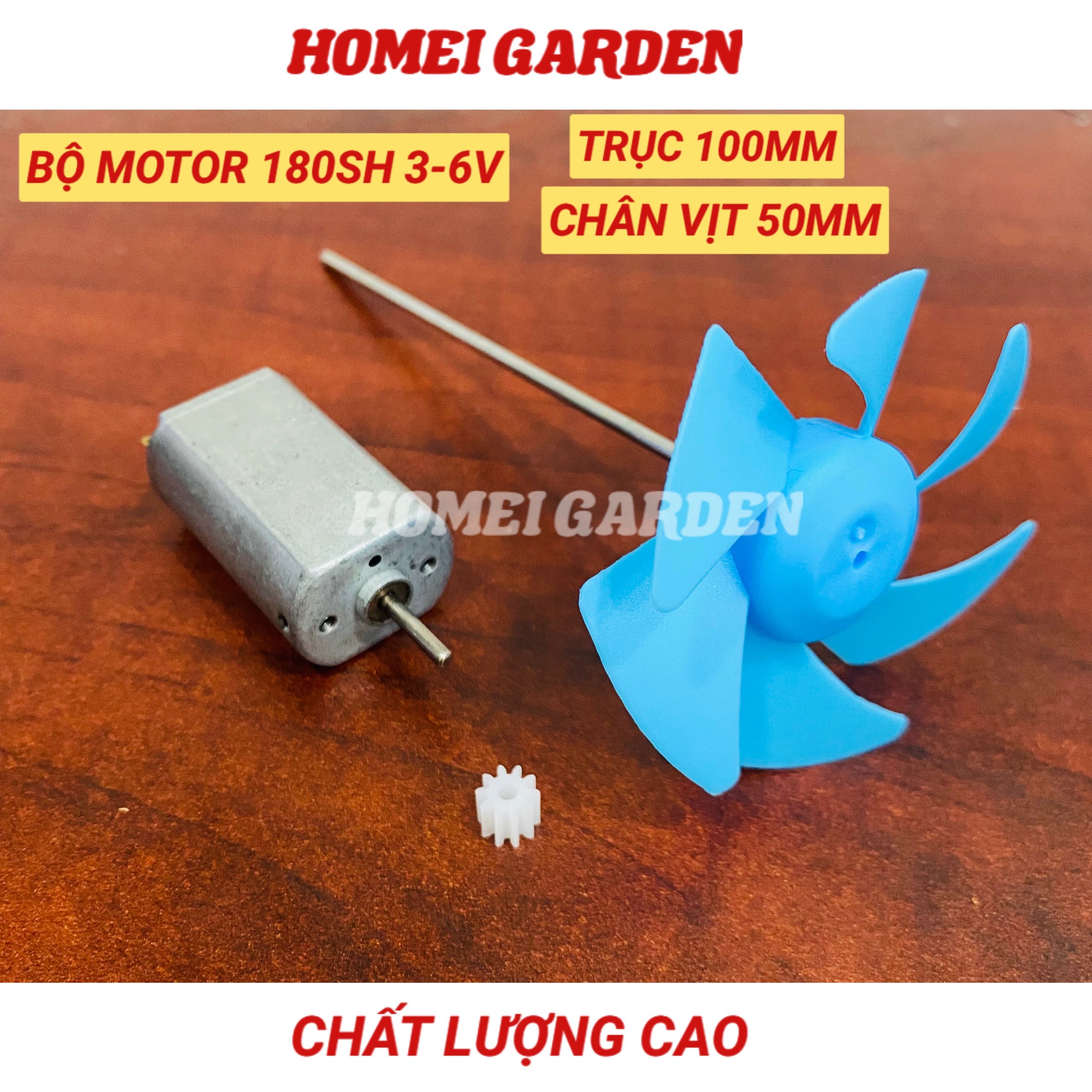 Bộ motor chế tàu thuyền mini 180SH điện áp 3V - 6V trục 100mm chân vịt 50mm DIY - HM0055