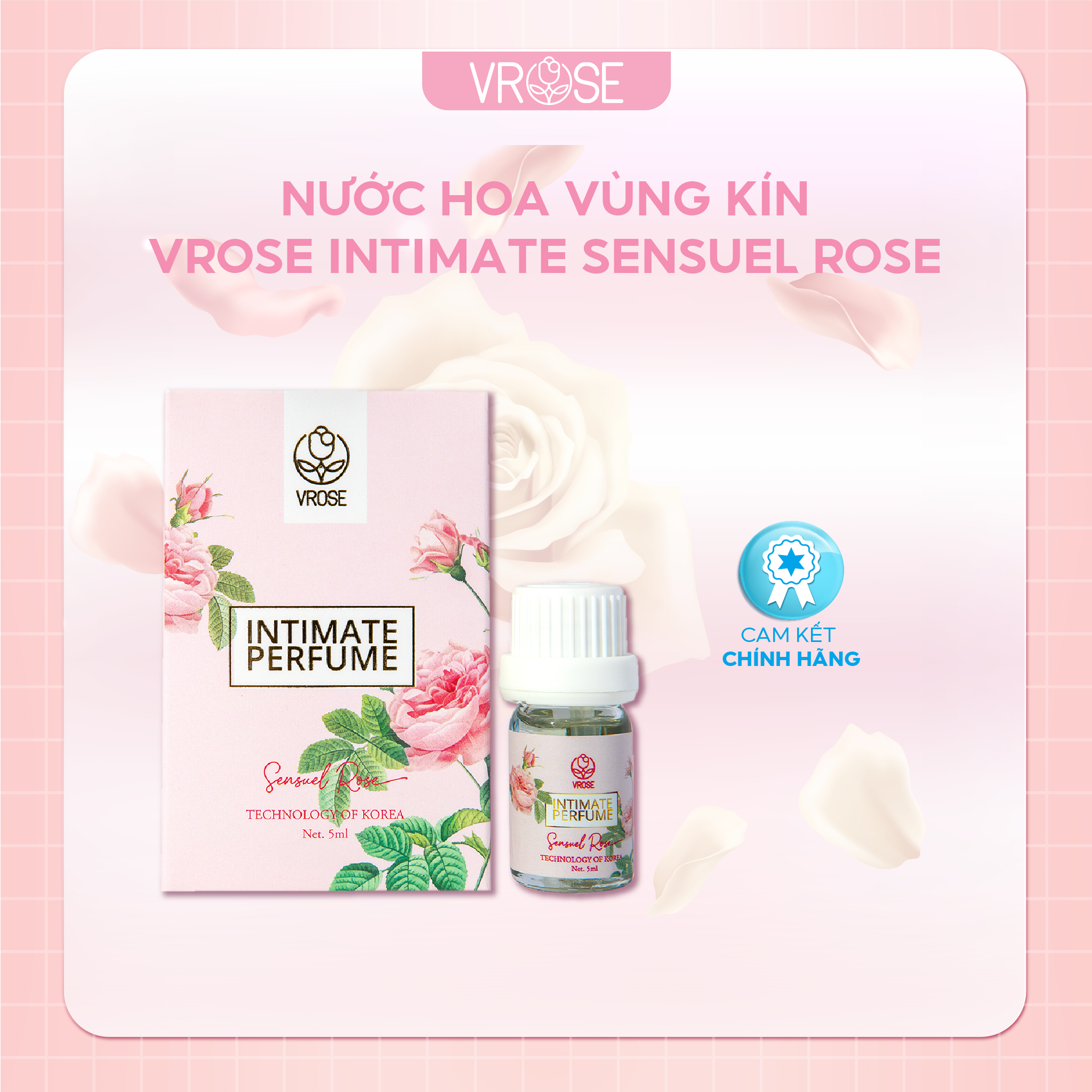 Nước hoa vùng kín nữ Vrose Intimate Perfume Sensuel Rose hương ngọt ngào quyến rũ 5ml