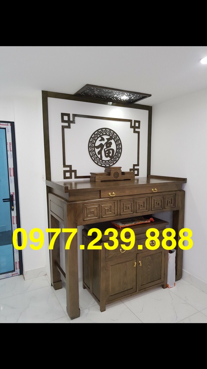 bàn thờ gỗ sồi chỉ bàn to 127cm