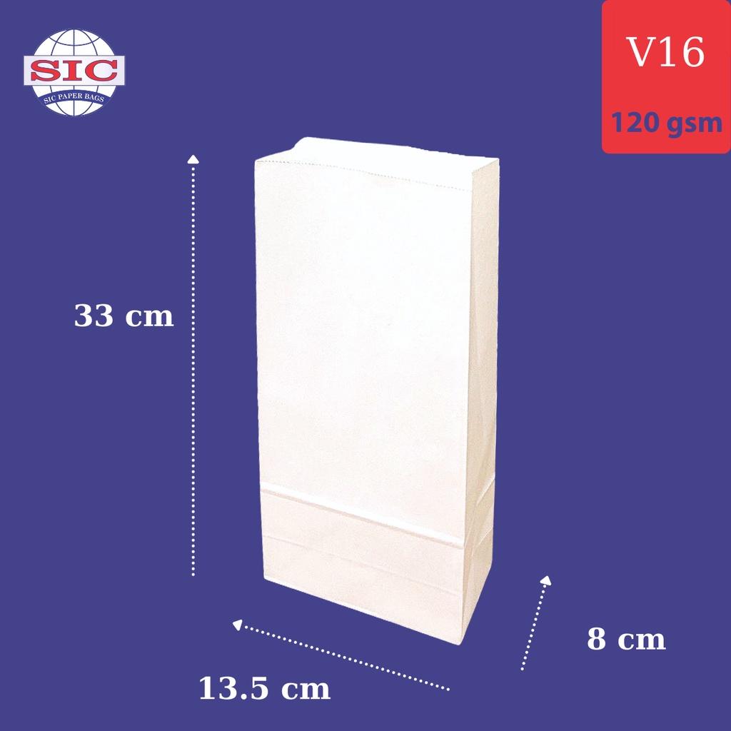 10 CHIẾC TÚI GIẤY KRAFT V16: 13.5x8x33 MÀU TRẮNG KHÔNG QUAI
