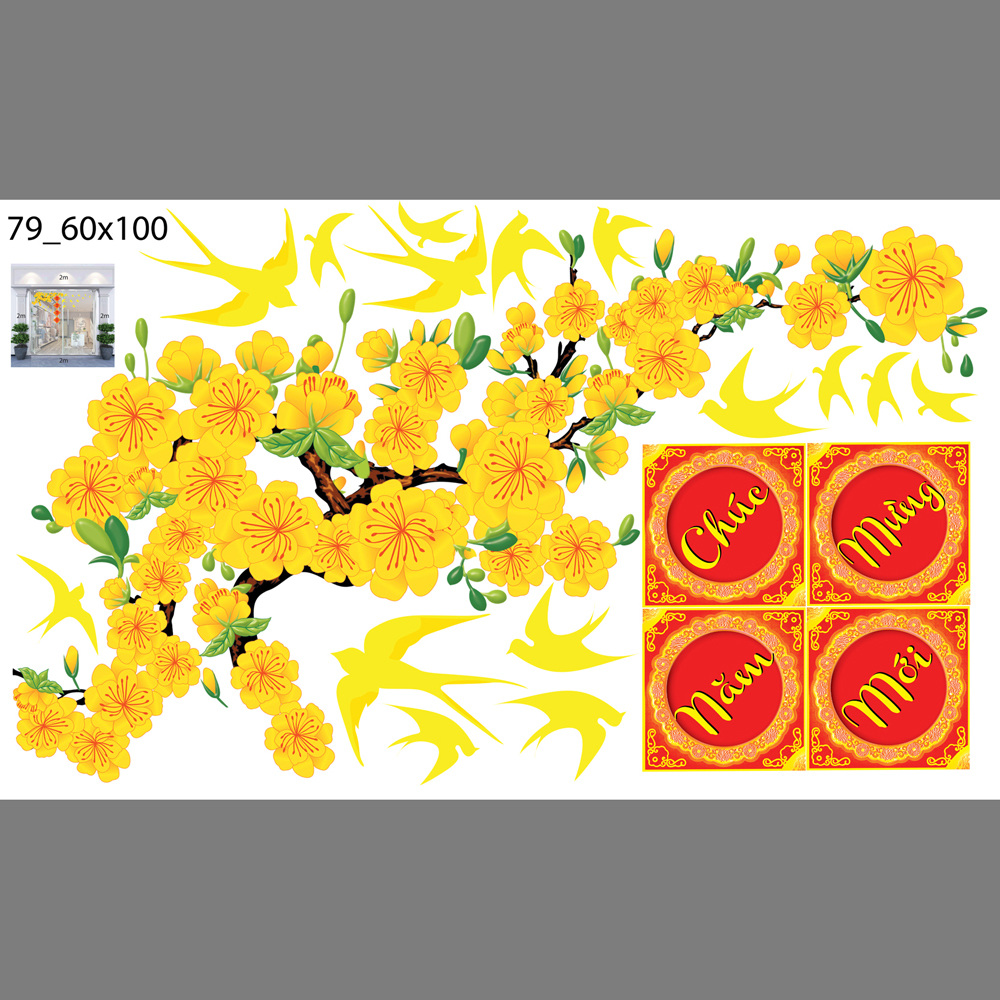 Decal trang trí tết xuân 2020 combo số 6