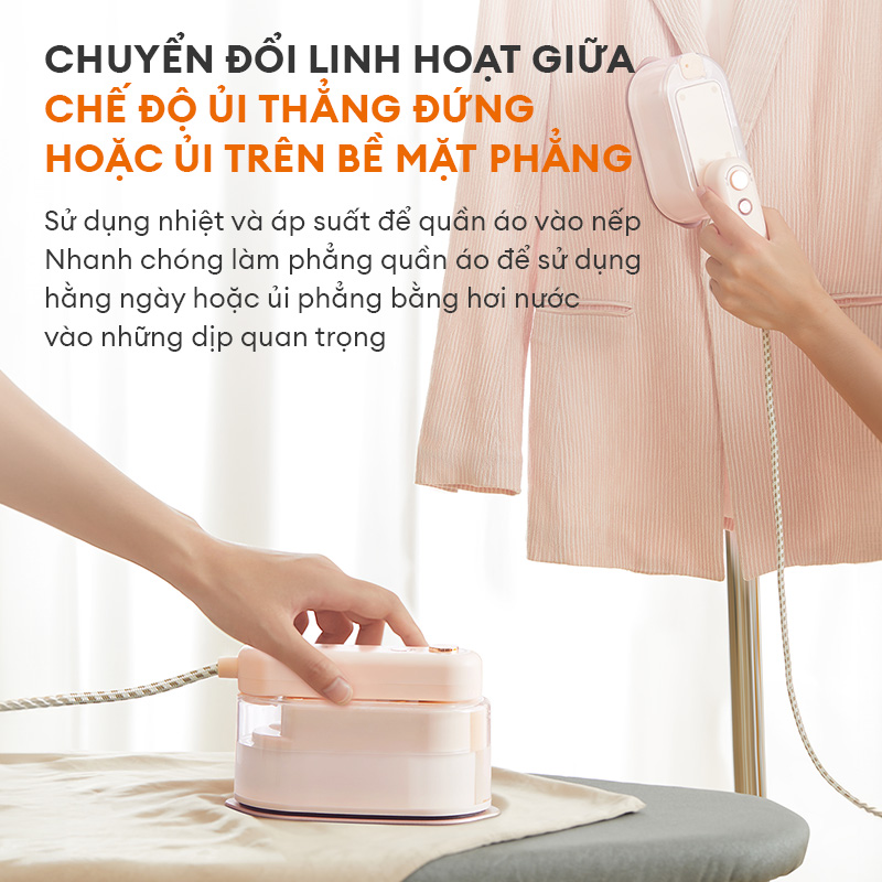 Bàn ủi hơi nước gấp gọn Gaabor GS1300M-PK01A thiết kế cầm tay nhỏ gọn dễ thương công suất 1300W - Hàng chính hãng