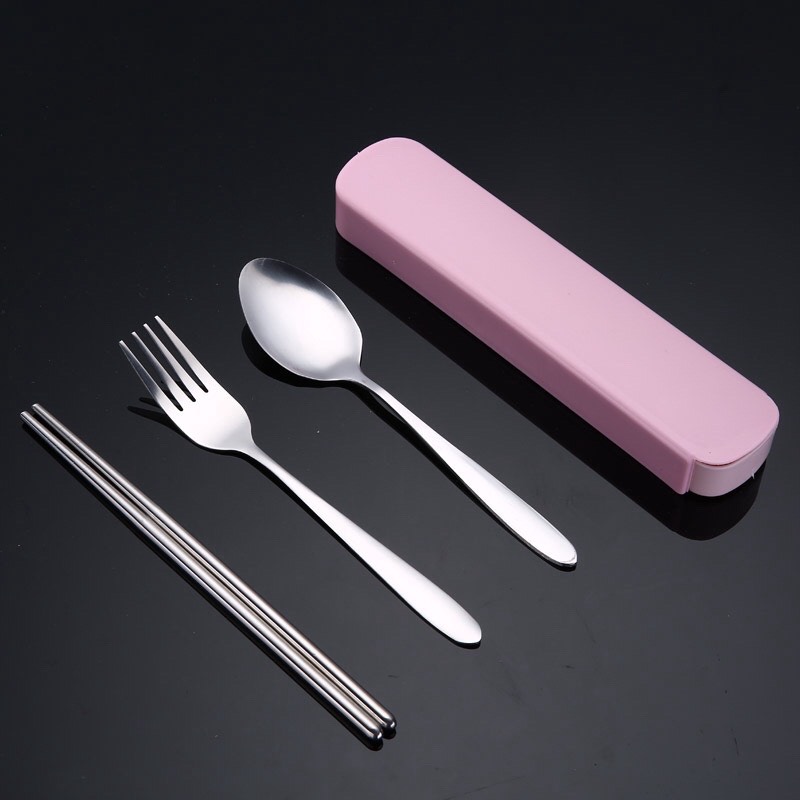 Túi 2 Hộp Đựng Cơm Kèm 1 Hộp Dụng Cụ Đũa Thìa Dĩa