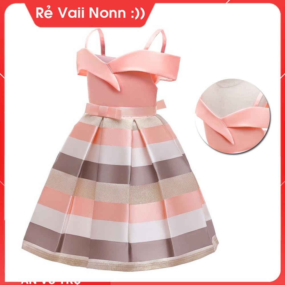 Đầm công chúa bé gái -Váy đầm công chúa cho bé gái dễ thương- đầm trễ vai bé gái