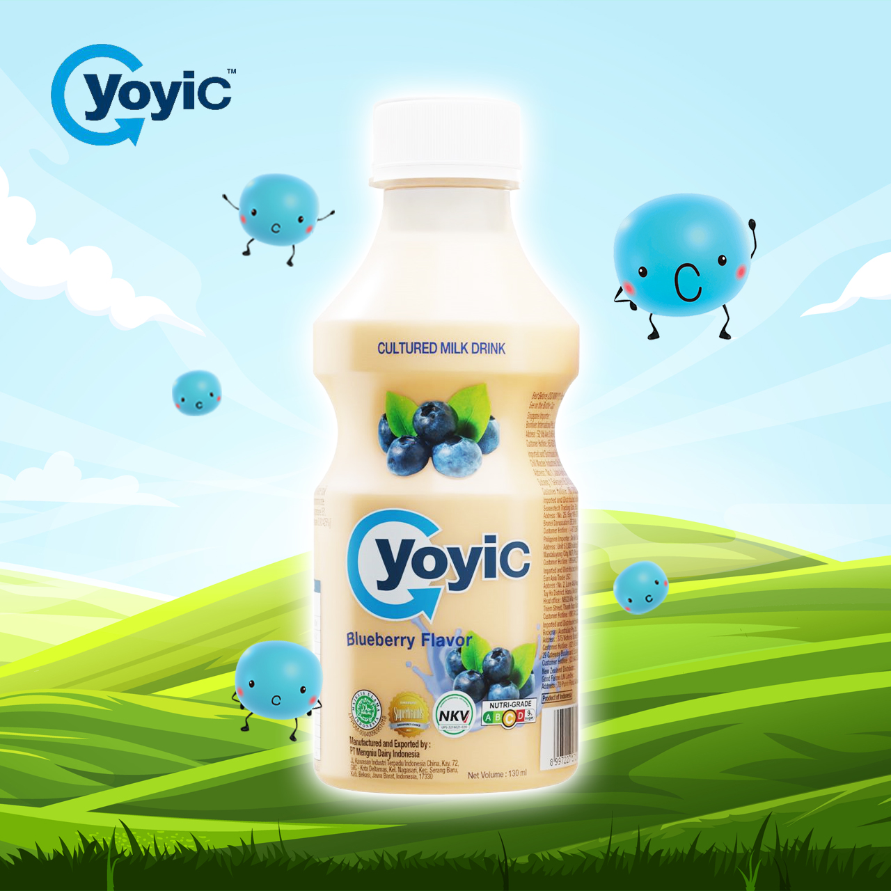 (Lốc 12 chai) Sữa Chua Uống YOYIC Lên Men Tự Nhiên Hỗ Trợ Tiêu Hoá 130ml - Vị Việt Quất