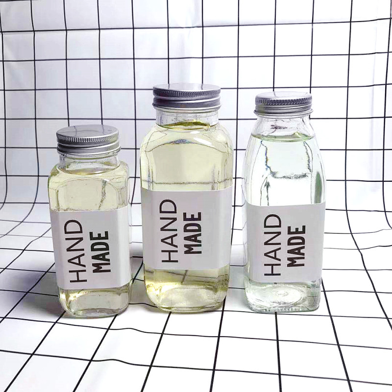 COMBO 4 Chai Thủy Tinh Vuông nắp Nhôm đựng sữa , thực phẩm