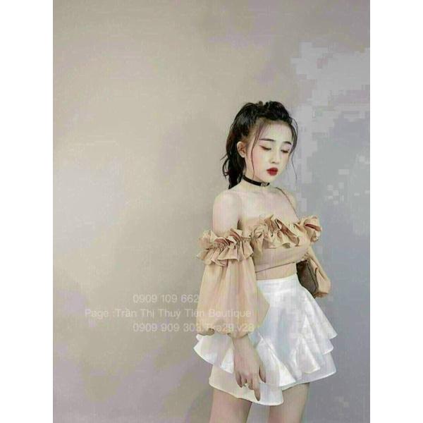 SET ÁO TRỄ VAI TAY PHỒNG PHỐI CHÂN VÁY TẦNG