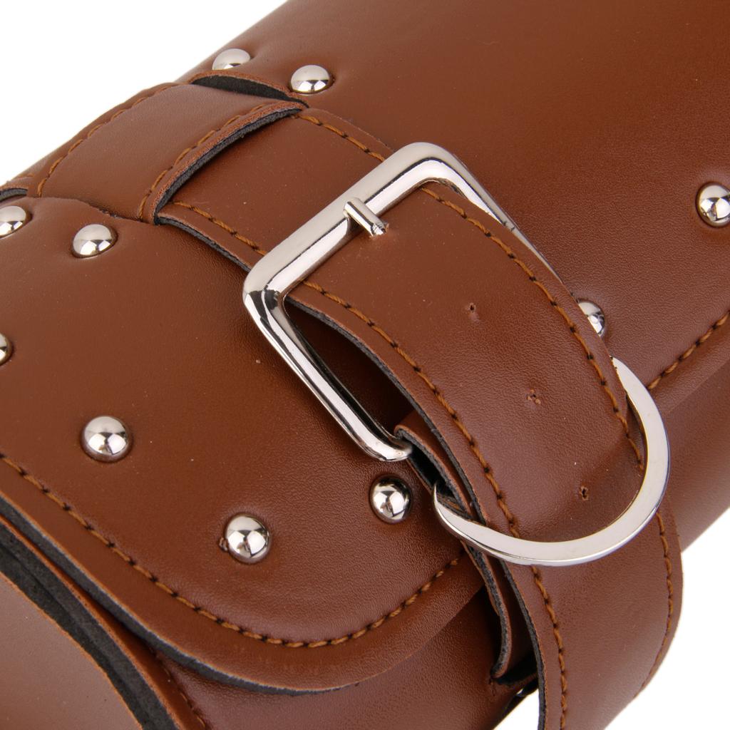 1x Luggage Saddle Bag Motorcycle Luggage Tool Bag Roll Brown Color