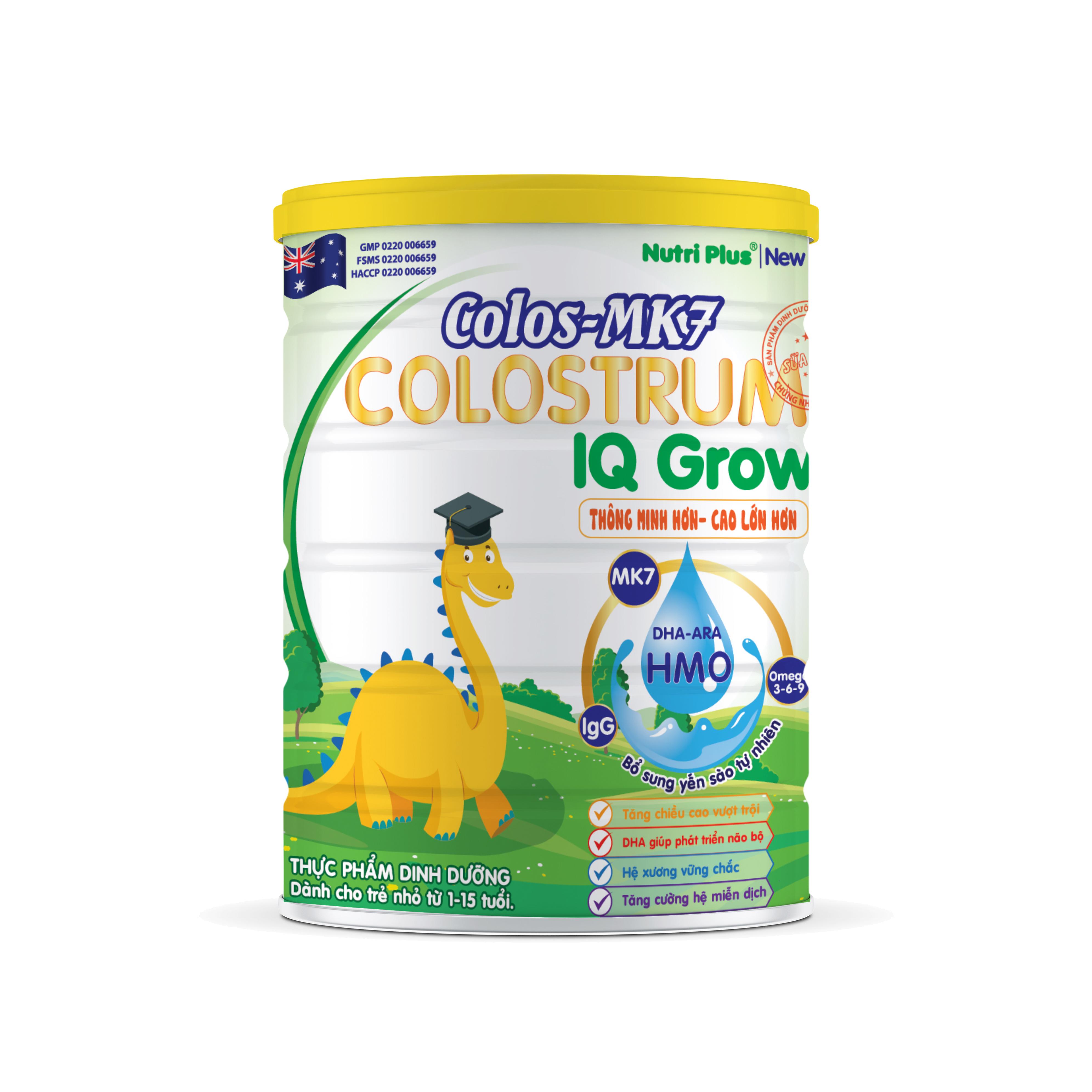 Sữa bột dinh dưỡng Colos Mk7 IQ GROW Dinh dưỡng đầy đủ và cân đối giúp phát triển não bộ và chiều cao cho bé khỏe mạnh NUTRI PLUS-900G