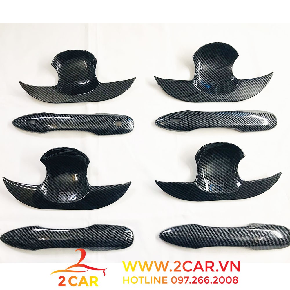 Ốp tay nắm, hõm cửa carbon xe Toyota Corolla Cross 2020- 2021-2022-2023 vân Cacbon cao cấp