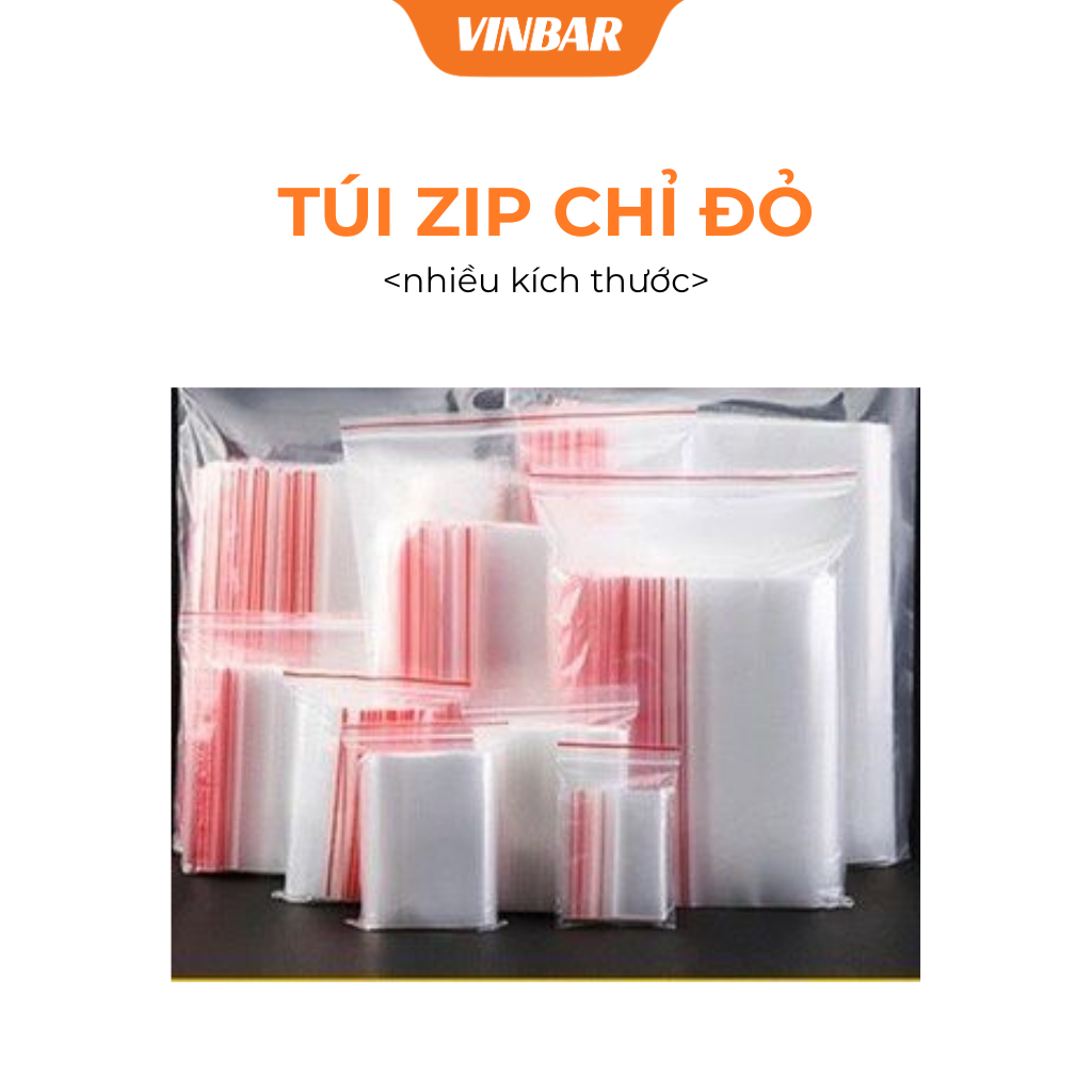 TÚI ZIP VIỀN ĐỎ NHIỀU KÍCH THƯỚC