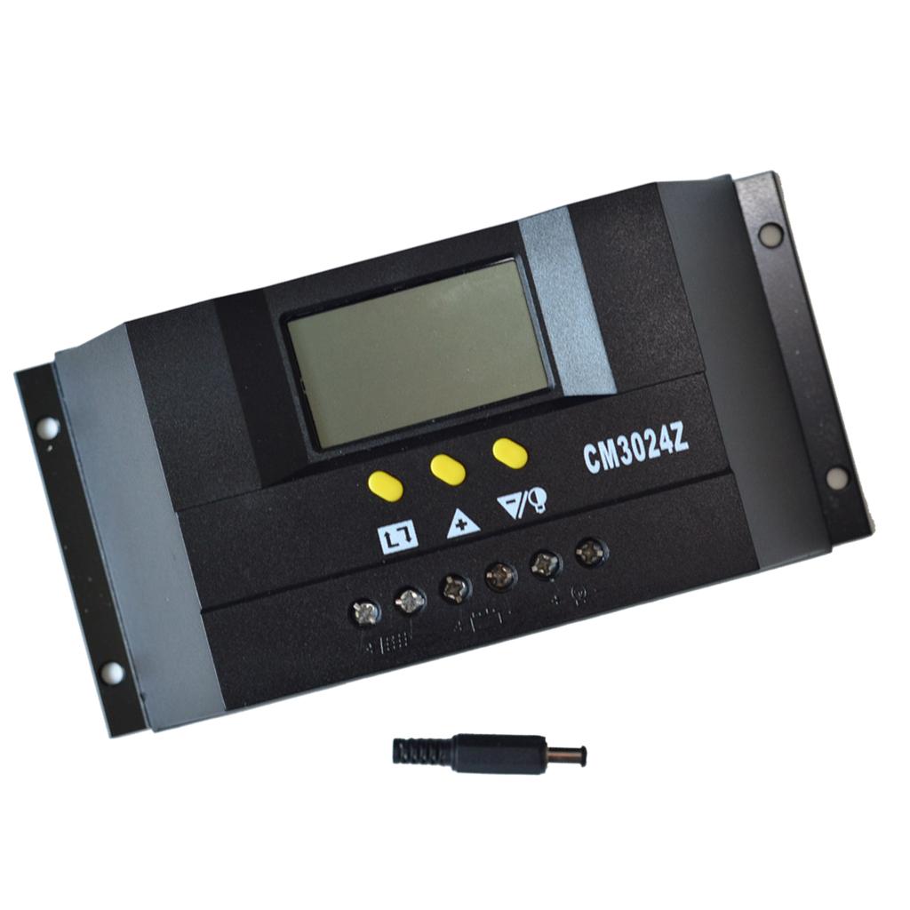 PWM 30A 12V 24V LCD Solar Charge Controller Panel Battery Regulator Auto Switch Overload Protection Temperature Compensation CM3024