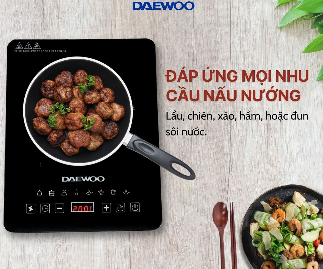 Bếp Từ Đơn Daewoo DWI-1505B, 8 chế độ cài sẵn 1500w - Hàng chính hãng