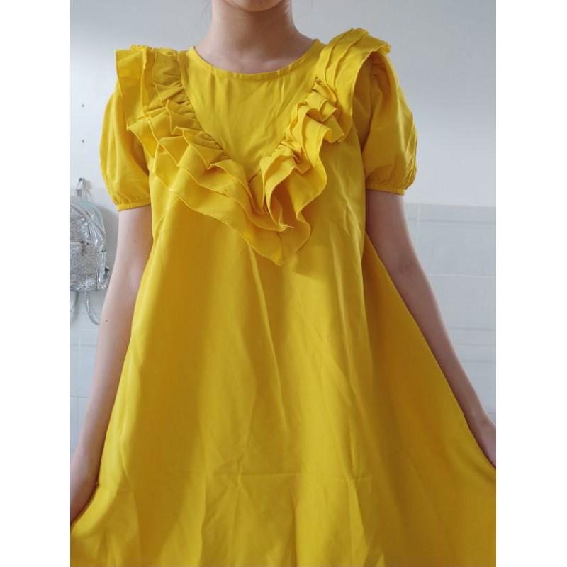 Đầm baby doll dáng suông, bèo ở cổ