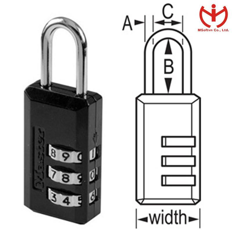 Ổ khóa số Master Lock 646 EURD rộng 20mm khóa vali hành lý - MSOFT
