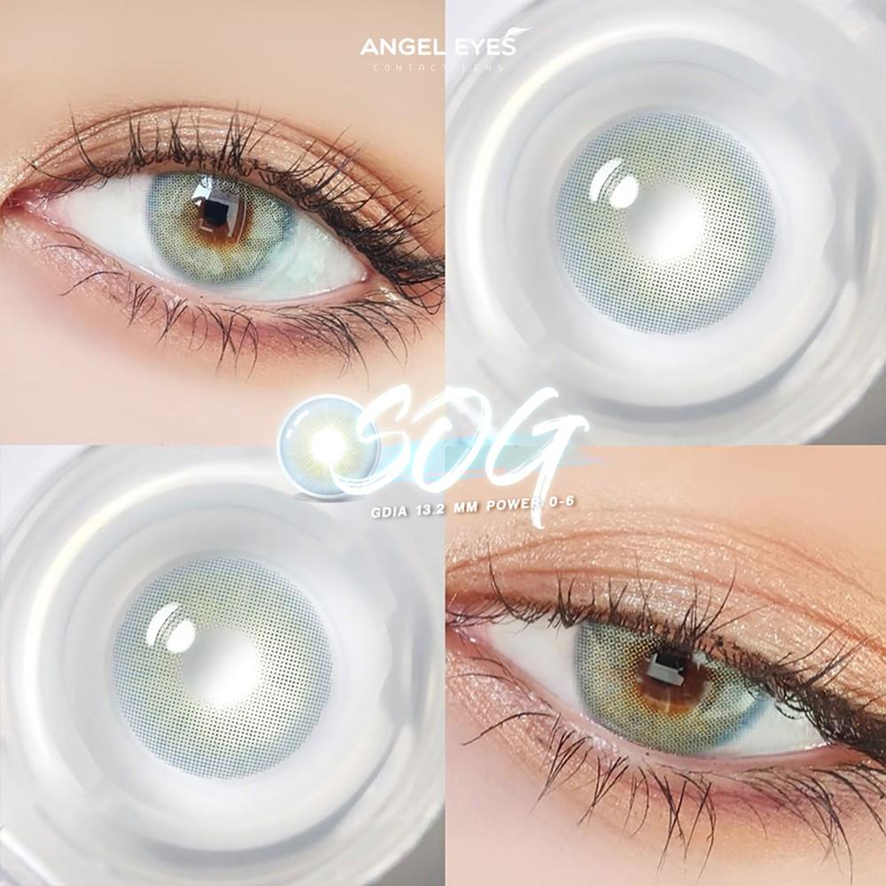 Lens mắt xám tây sáng SOG - Angel Eyes chất liệu Silicone - GDIA 13.3 - Độ cận 0-6