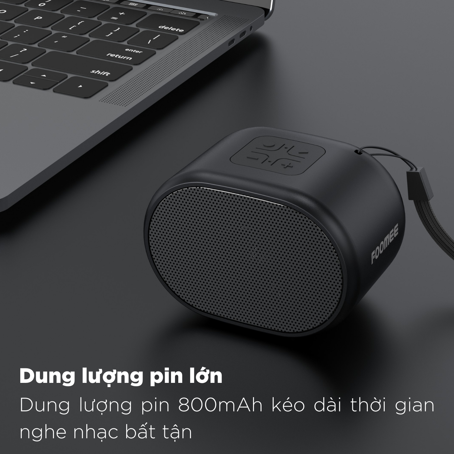 Loa Bluetooth Mini Pin FOOMEE HH20 - 1200mAh Có Cảm Ứng Hỗ Trợ Thẻ TF Và USB Kết Nối Điện Thoại - Màu Đen - Hàng Chính Hãng
