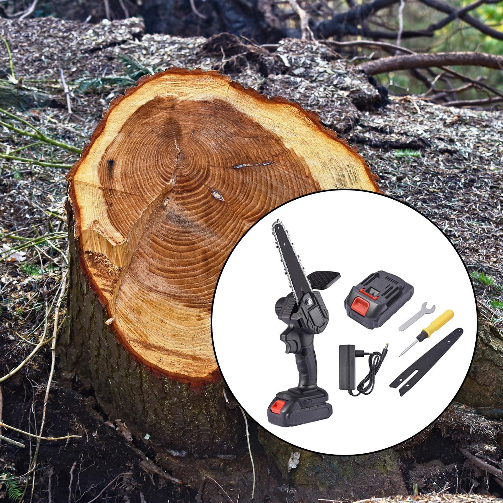 21V Electric Cordless 6inch Chainsaw Wood Cutter Mini Woodworking EU Plug