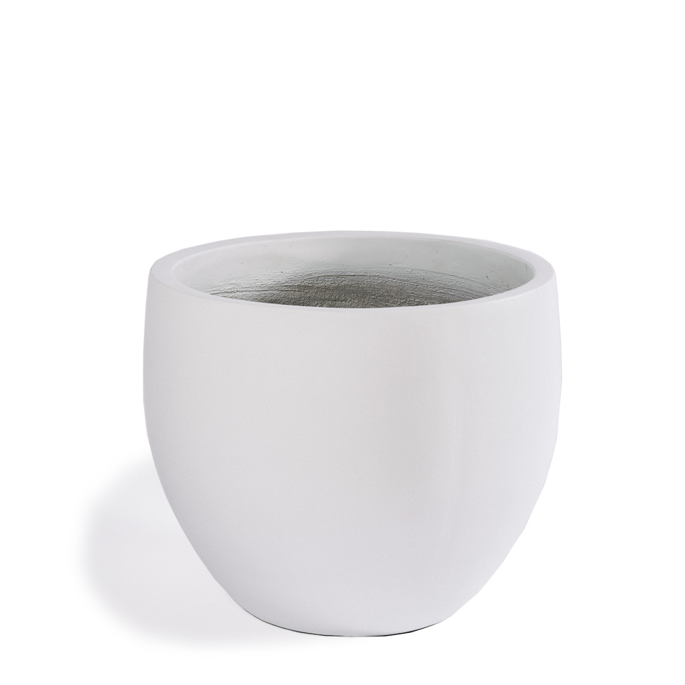 Chậu Trồng Cây Xi Măng Đá Mài Trái Xoan - 40cm - Trắng