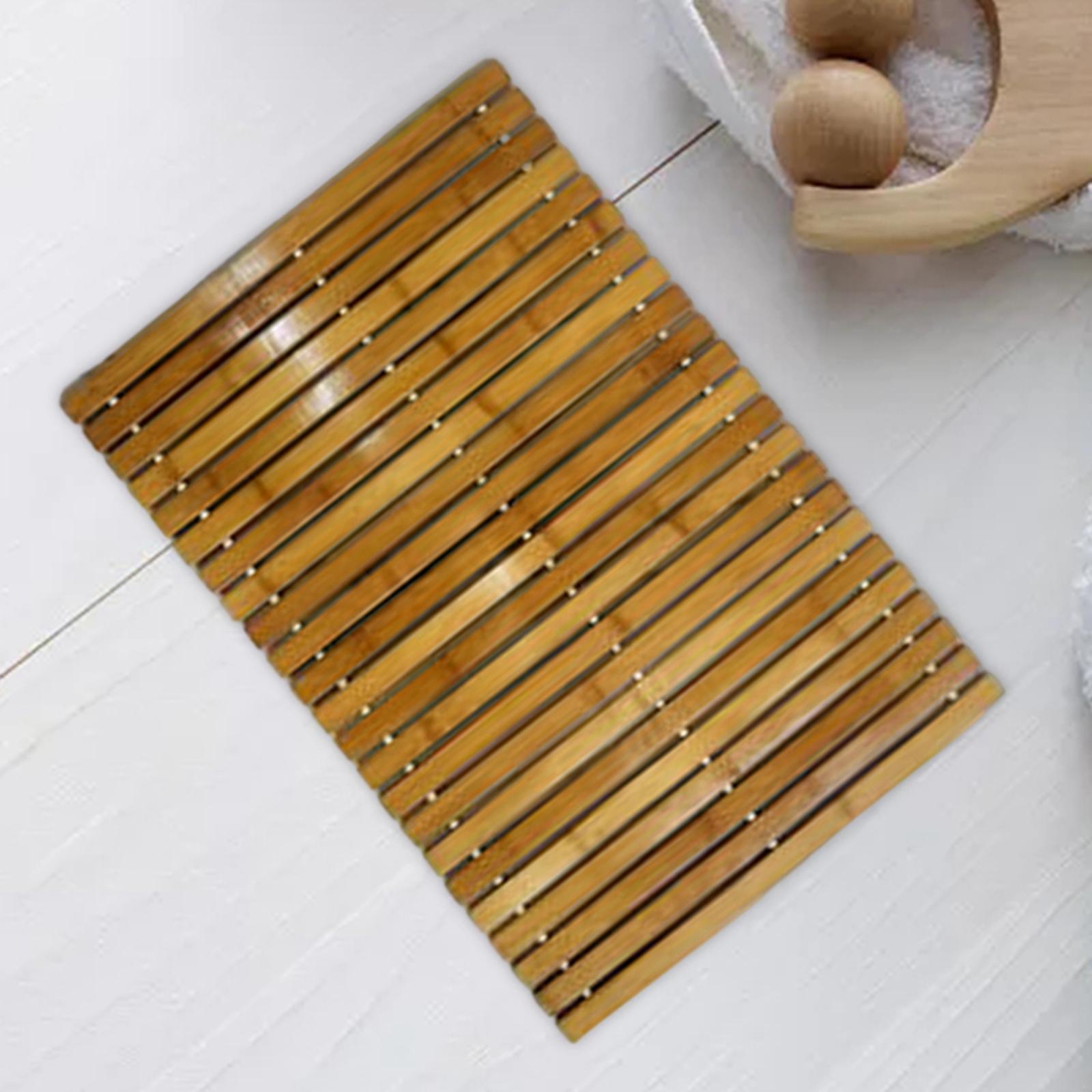 Bamboo Bath Mat Bathmats Non Slip Waterproof Floor Mat for Bathroom Pet Mat