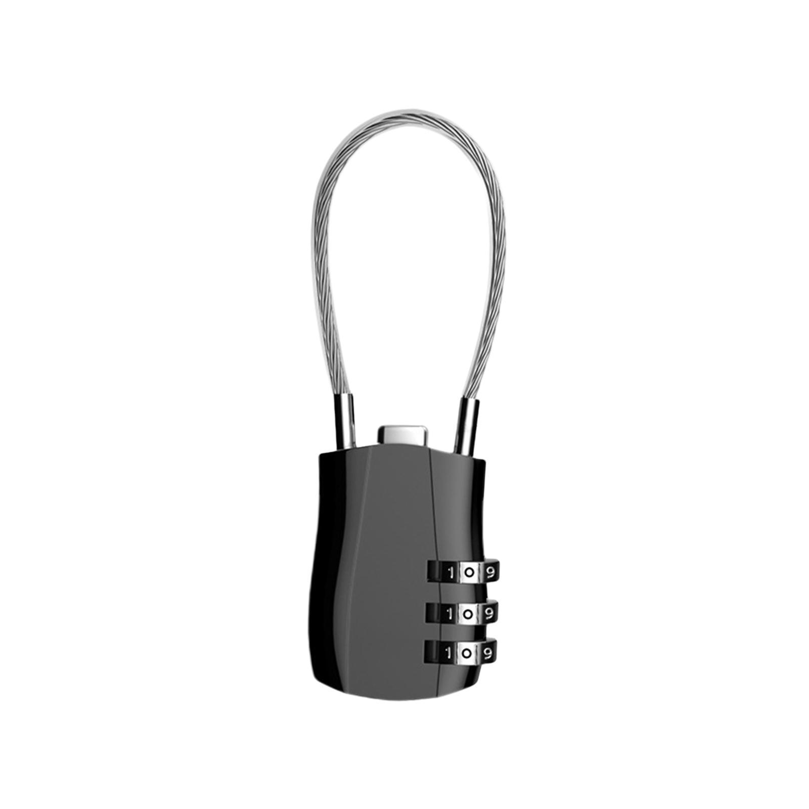 3 Digit Combination Lock Metal Cable Password Lock for Cabinets Bags Luggage