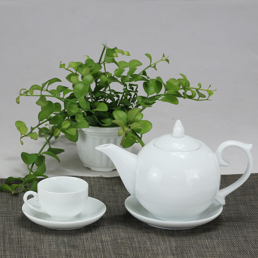Bộ ấm chén men trắng chóp lửa gốm sứ Bát Tràng