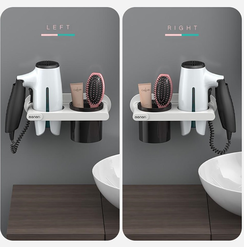 Hình ảnh Giá Để Đồ Nhà Tắm OENON, Kệ treo máy sấy tóc chất liệu nhựa ABS cao cấp lắp đặt dán tường - OE039