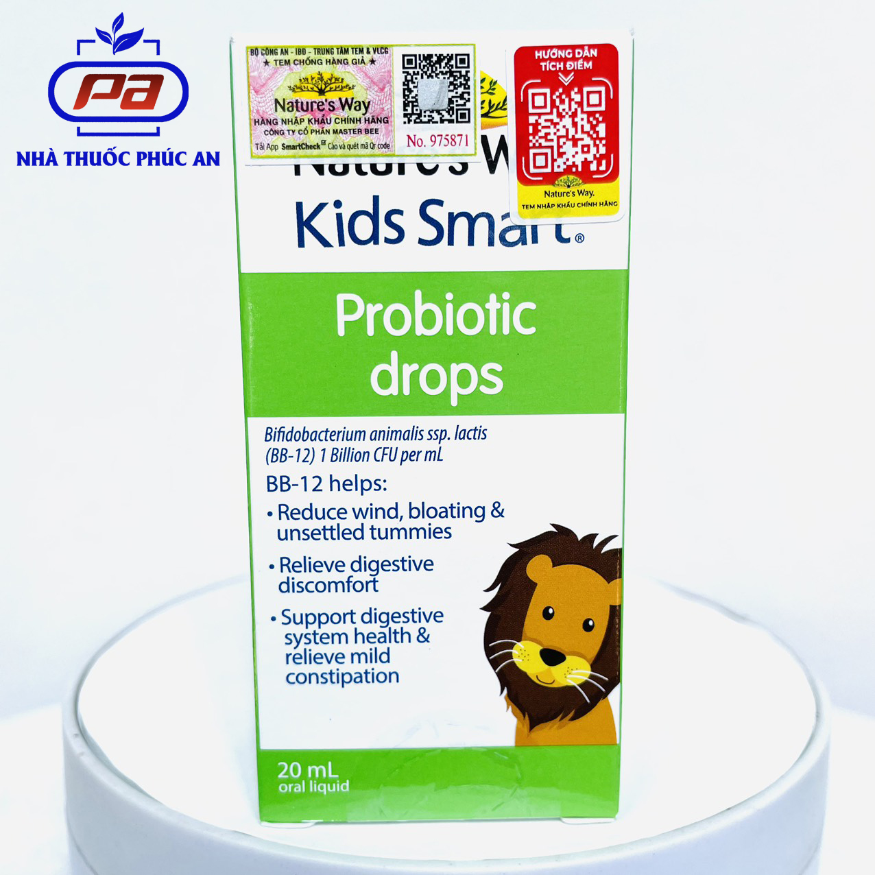 Men vi sinh cho bé Nature's Way Kids Smart Drops Probiotic 20ml giúp hỗ trợ tiêu hoá, tăng cường miễn dịch