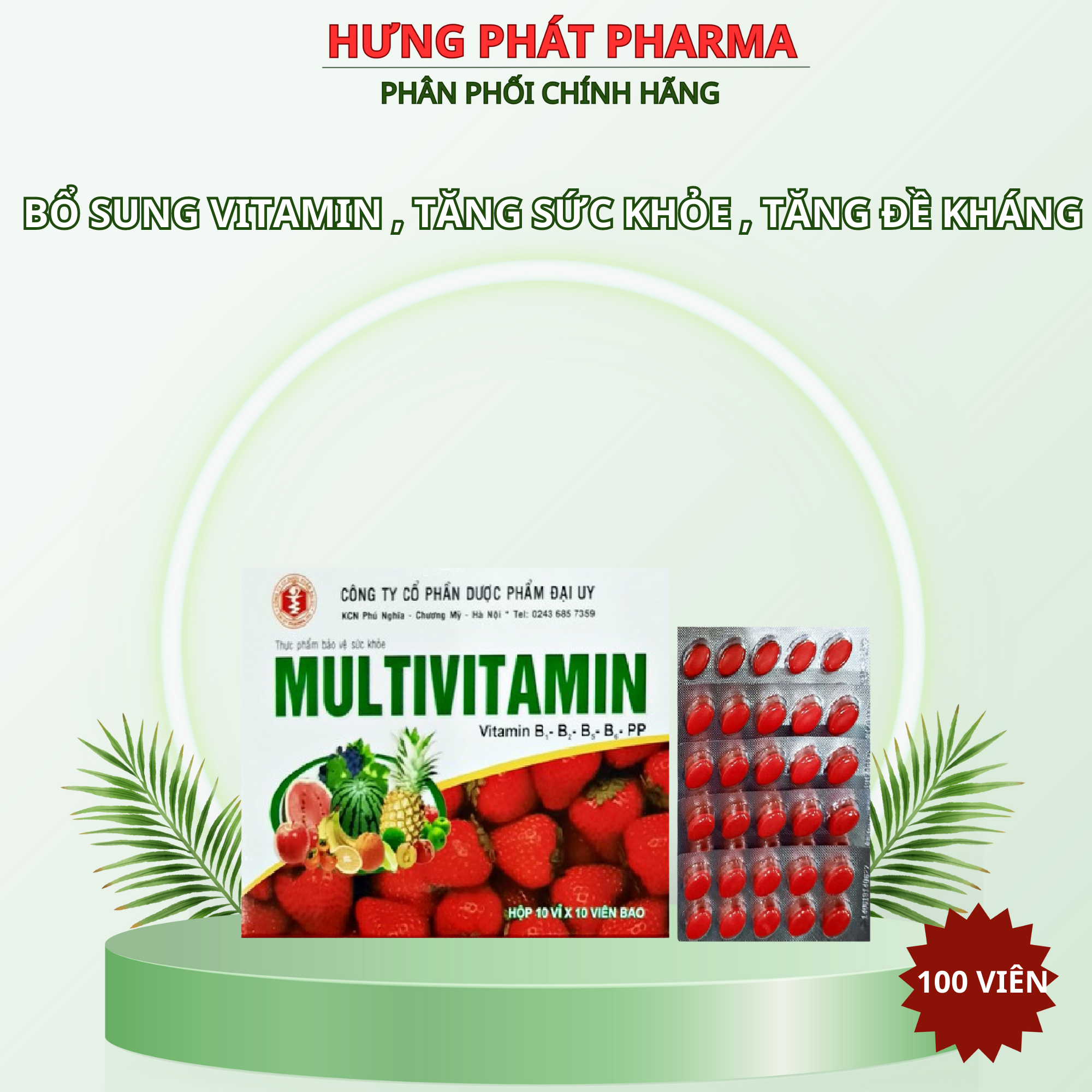 Multivitamin Đại Uy bổ sung vitamin, giúp tăng cường sức đề kháng, tăng miễn dịch – Hộp 100 viên