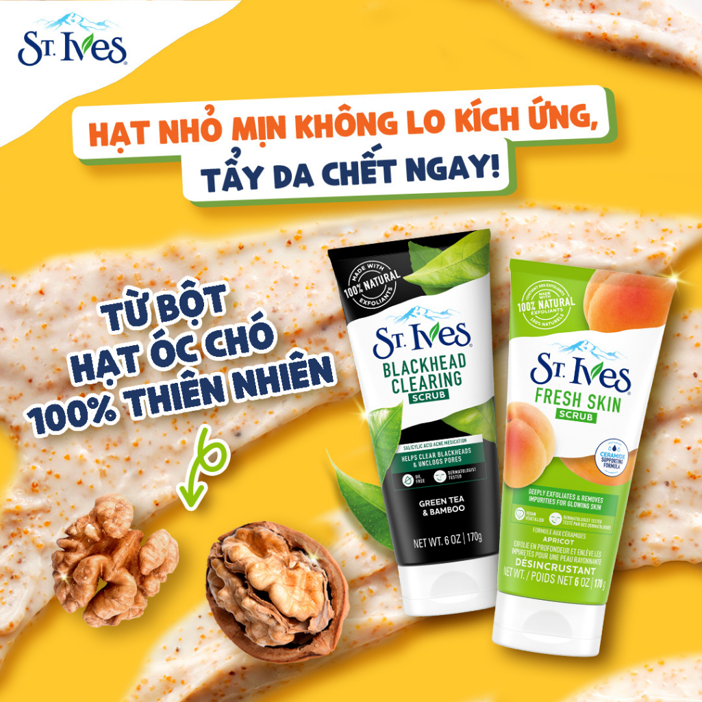 Sữa rửa mặt tẩy tế bào chết Bơ và Mật Ong St.Ives Soft Skin Avocado & Honey Scrub 170g