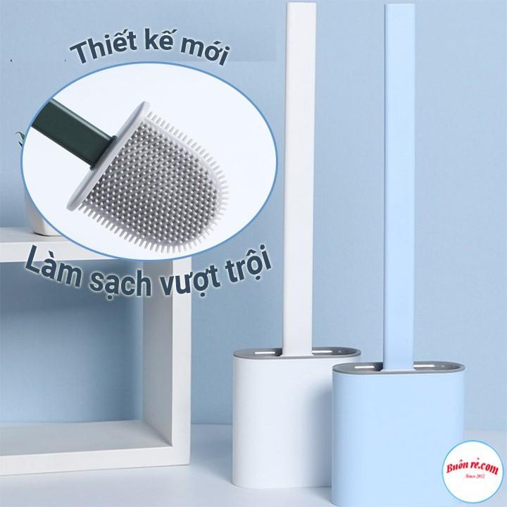 Chổi Cọ Nhà Vệ Sinh, Cây Cọ Toilet Bồn Cầu Bằng SiliCon Kiểu Mới Có Giá Đựng Dán Tường- Sạch Sẽ, Tiện Dụng