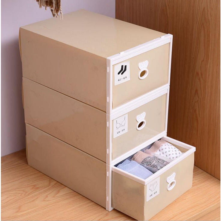 Hộp lưu trữ 3 tầng đựng đồ lót, tất... kích thước 42x32x23cm - màu sắc giao ngẫu nhiên