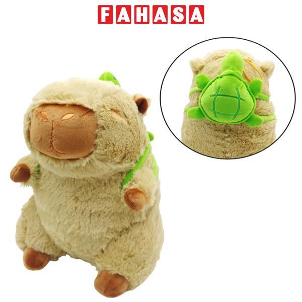 Thú Bông Capybara Đeo Balô Rùa 25 cm - Quốc Định - Màu Nâu