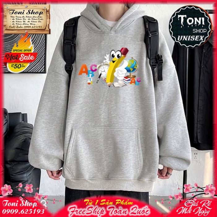 ÁO HOODIE ABC BÚT CHÌ Nỉ Ngoại Cao Cấp - In Pet Siêu Bền Siêu Đẹp (HD6040 - Kèm Ảnh Thật) (TONI SHOP