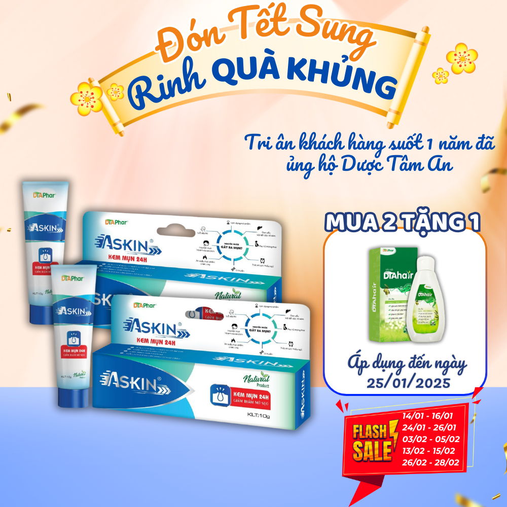 Kem Mụn 24H Thúc Đẩy Mụn Chín Giảm Thâm Mờ Sẹo Giúp Kháng Khuẩn Khôi Phục Tổn Thương Sau Mụn, Zona, Sởi, Bỏng... Tuýp 10G Tâm An Pharma