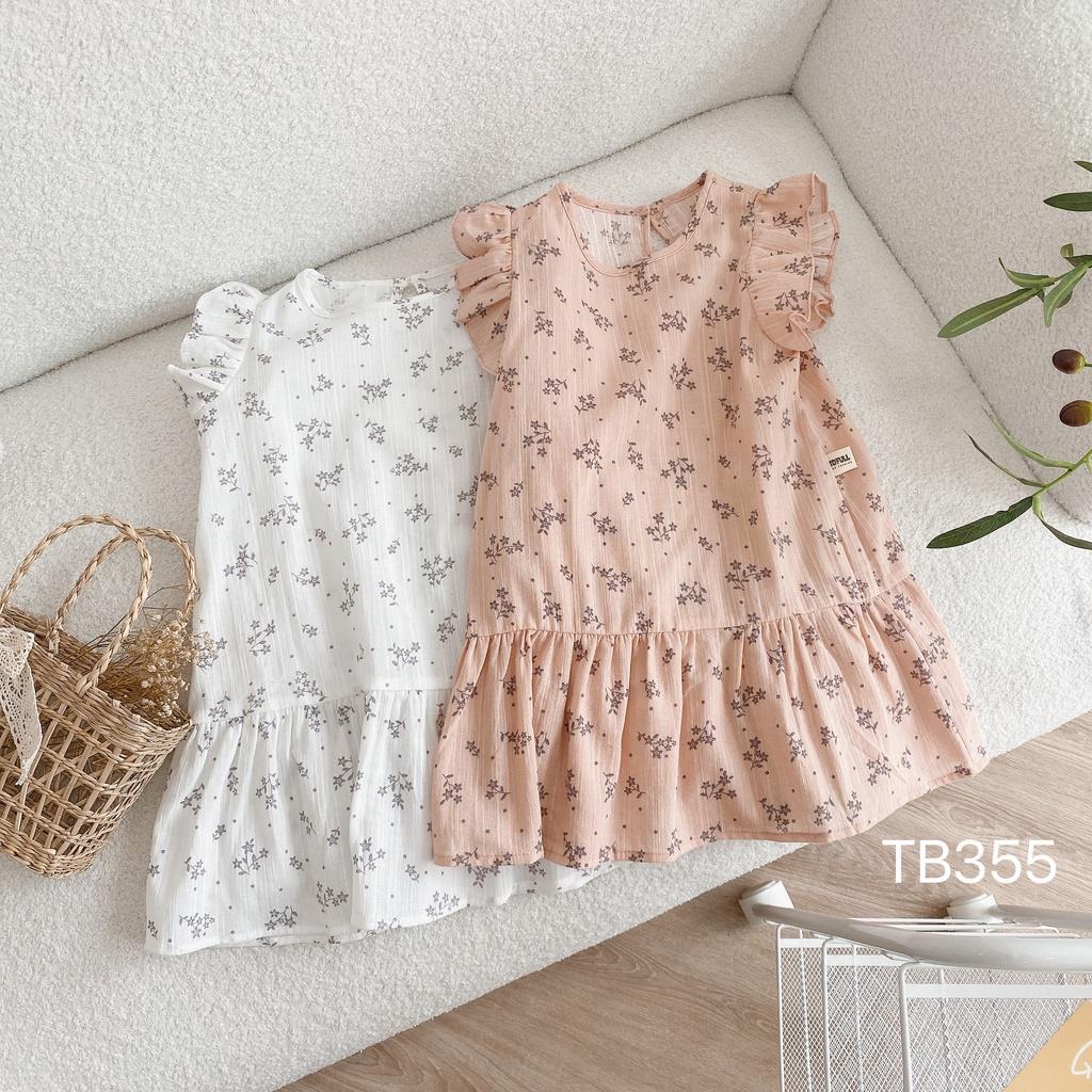 Váy đuôi cá hoa nhí, váy cánh tiên cho bé gái chất đũi thô mềm mát size 80 - 130