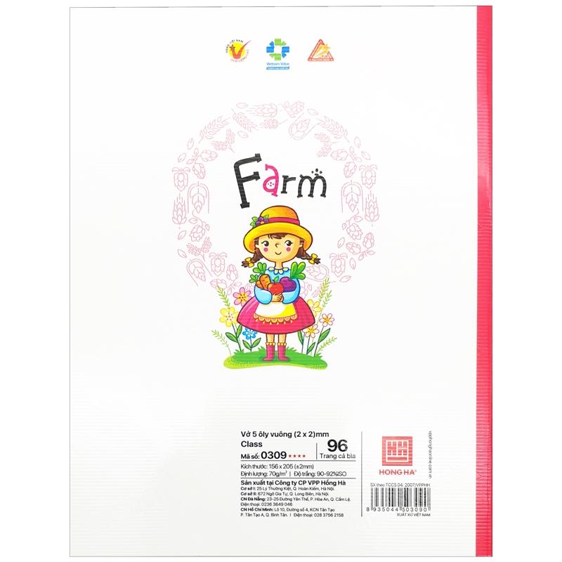 Combo 5 Vở Class Summer Time - 5 Ô Ly 96 Trang 70gsm - Hồng Hà 0309 (Mẫu Màu Giao Ngẫu Nhiên)